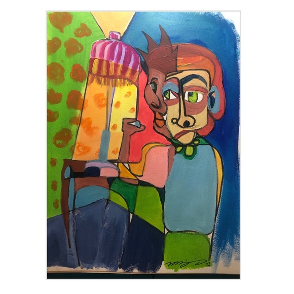 “Tim” original acrylic painting on high quality paper, signed, OOAK illustration - Picture 2 of 4